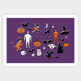 Retro Trick or Treat - Halloween pattern by Cecca Designs Sticker